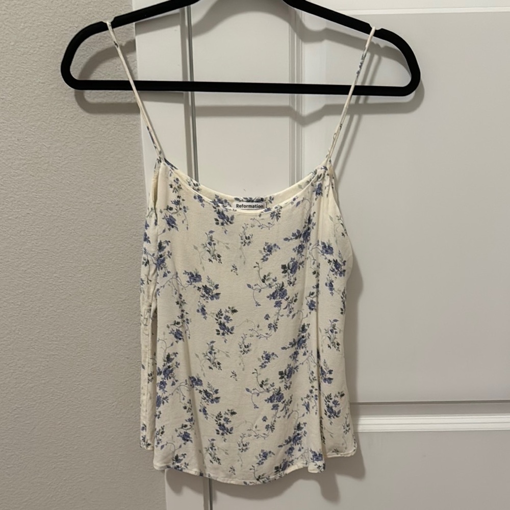 Reformation blue floral tank